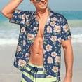 thumbnail image 7 of Pofeuu Flower Print Hawaiian Shirt for Men Sleeves Casual Button Down Summer Beach Dress Shirts T-Shirts,Medium, 7 of 7