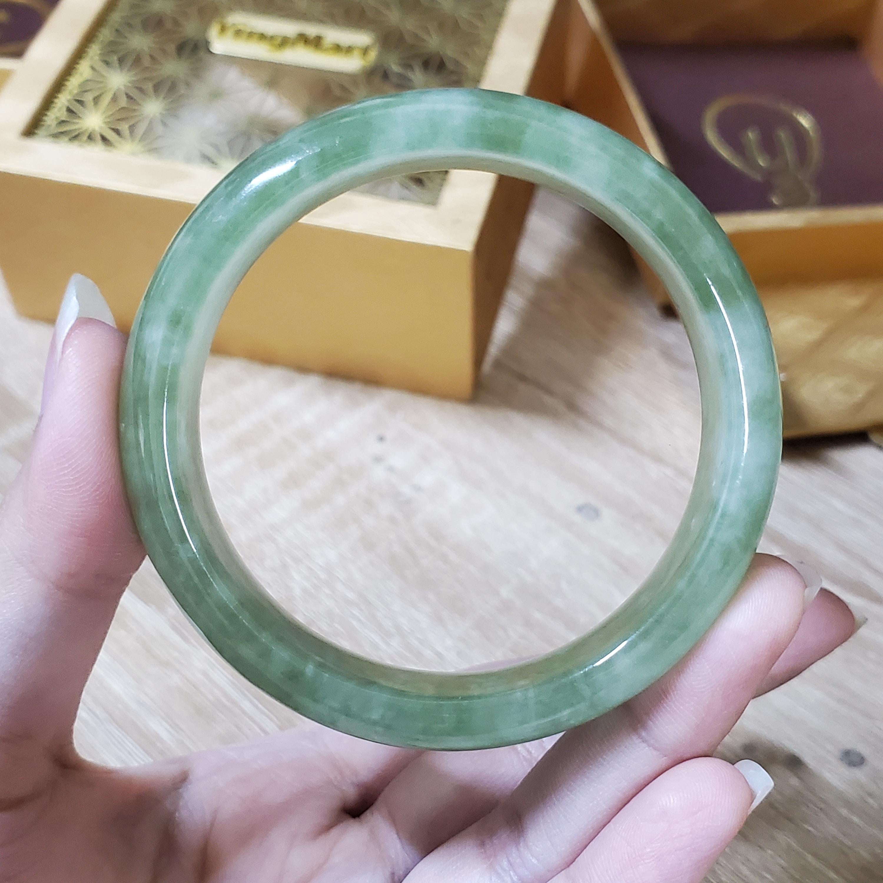 Jade Bangle 48-60mm up | Yingmart Olive Green Jade Jadeite Bracelet for Men, Women, Grandmother, Sister – Vintage Elegance (50-52mm)