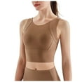 thumbnail image 1 of Sujetador deportivo de cuello alto para mujer - Largo, impacto medio, sin aros, acolchado, camiseta corta para yoga/gimnasio - Tallas S-XL, 1 of 5