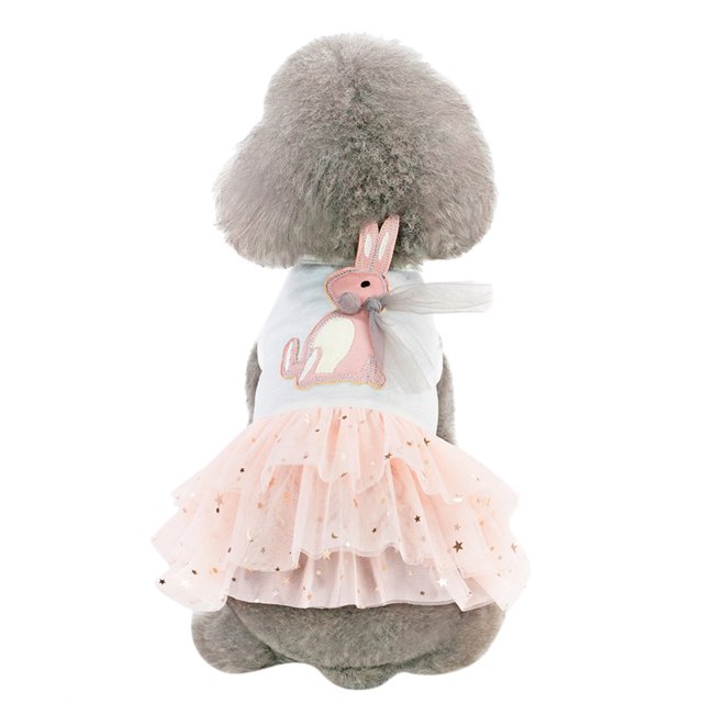 Vestido de gasa para mascotas, falda tutú de algodón, adorable ropa de una pieza para perros para primavera y verano (rosa, talla S)