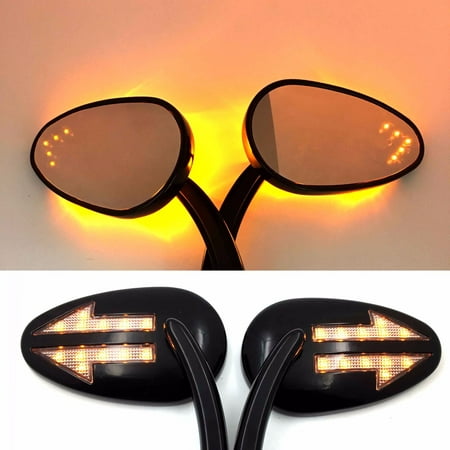 HTT Motorcycle Black Integrated Arrows LED Turn Signals Side Mirror Fit 2014-later Touring and Trike (Street Glide/ Tri Glide Ultra/CVO Limited/ Ultra (Best Off Road Touring Motorcycle)