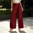 thumbnail image 2 of hoksml Women Wrap Tie Waist Wide Leg Dress Pants High Rise Split Overlay Casual Trousers for Office Business Daily Wear, 2 of 6