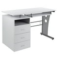 thumbnail image 2 of Flash Furniture White Desk with Three Drawer Pedestal and Pull-Out Keyboard Tray, 2 of 12