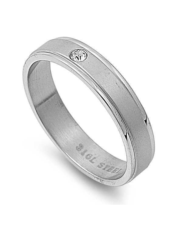 Cubic Zirconia Knife Edges Solitaire Ring