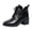 Black, variant on Womens Ankle Booties Square Toe Chunky Block Heel Lace Up Crinkled Glossy Faux Leather Pull Tab Vintage Oxford Dress Boots Brown Size 5.5