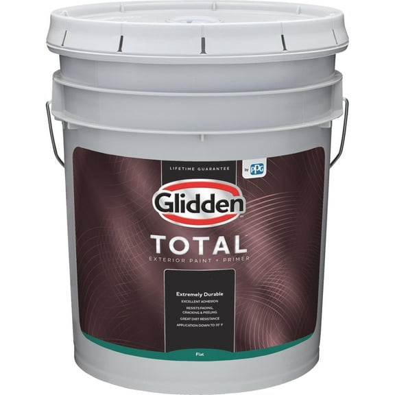 Glidden Total Exterior Paint   Primer Flat White & Pastel Base 5 Gallon