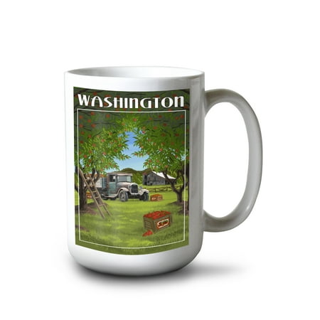 

15 fl oz Ceramic Mug Washington Apple Harvest Dishwasher & Microwave Safe