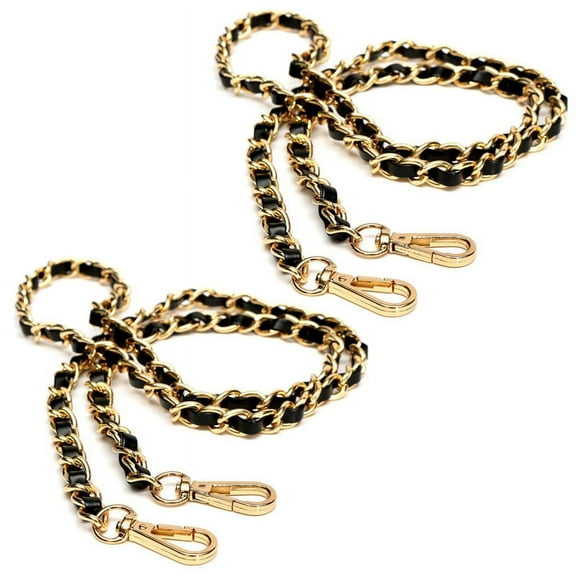 2X Chain Purse -Body Handbag Shoulder Bag Strap Replacement Accessories Light Gold   Black120cm