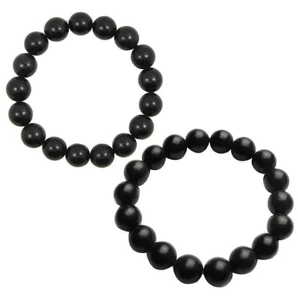 Bandit Marine Nursery school Sarkoyar 8/10mm Black Stone Beads Charm Bracelet Men Women Minimalist  Bangle Jewelry - Walmart.com