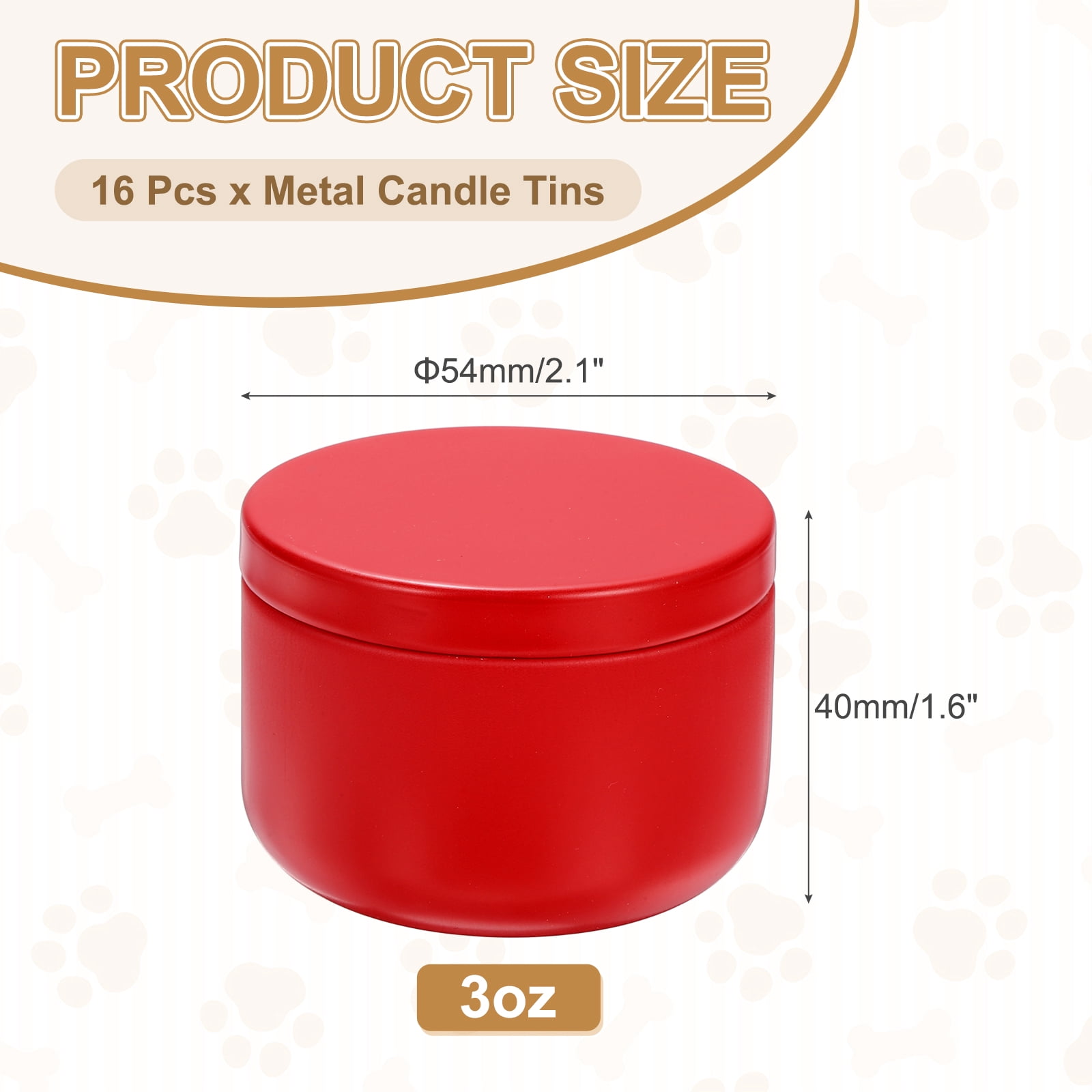 3oz Candle Tins, 16pcs Metal Candle Tins Jars with Lids Round Empty Tin Can Containers Bulk for Storage Tea and Making DIY Arts Crafts Christmas Gifts, Red