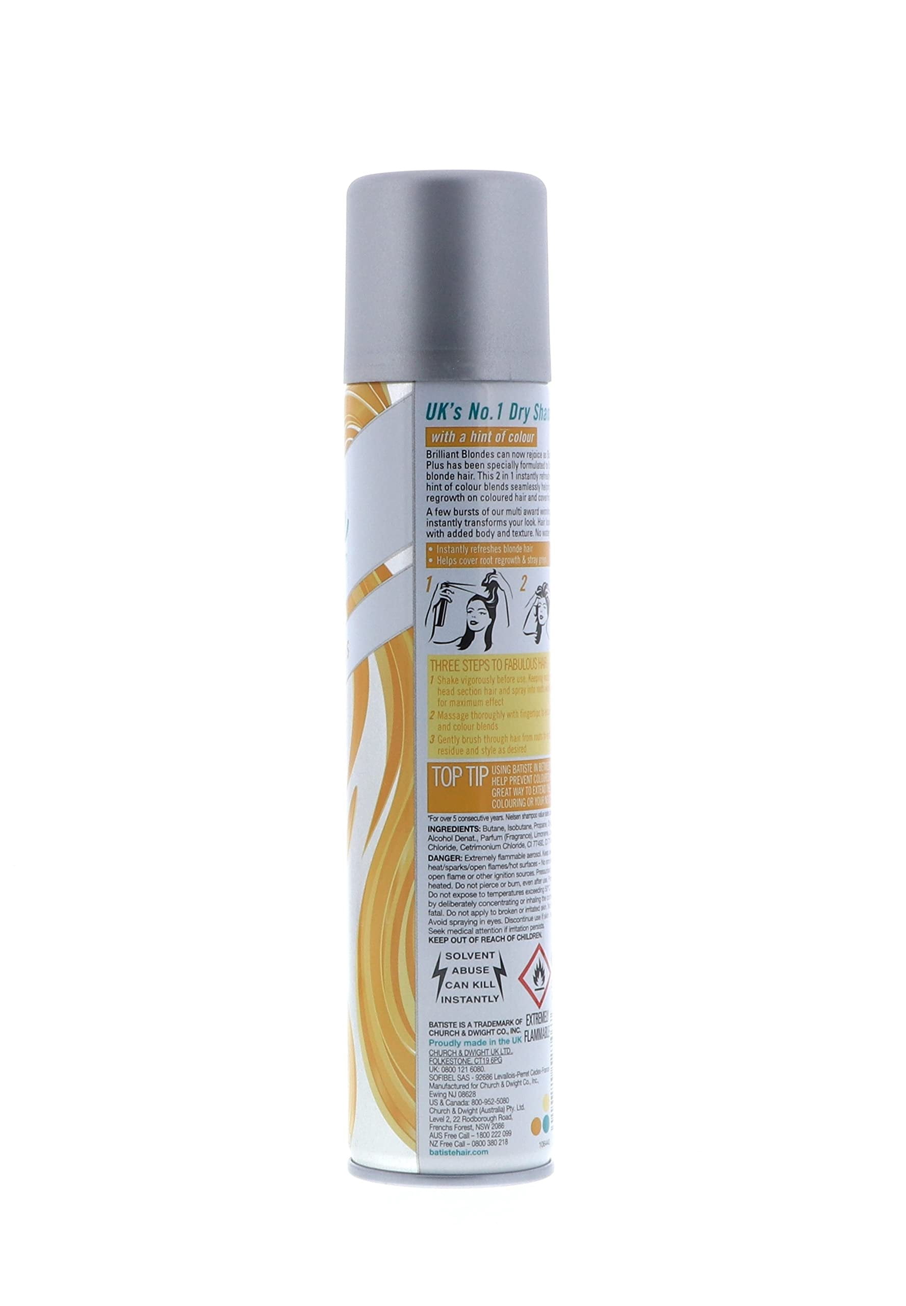 Batiste Dry Shampoo, Brilliant Blonde, 6.73 Fl Oz, Pack of 8 Brilliant Blonde 8-Pack