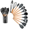 thumbnail image 1 of Utensilios de cocina de silicona con mango de madera de colores para el hogar, juego de 11 piezas, utensilios de cocina, 1 of 6