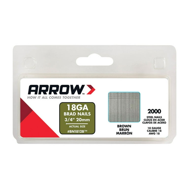 Arrow BN18 18 Ga. X 3/4 in. L Galvanized Steel Brad Nails 2000 pk 0.8 lb Arrow BN18 18 Ga. X 3/4 in. L Galvanized Steel Brad Nails 2000 pk 0.8 lb
