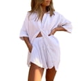 thumbnail image 1 of Sunloudy, conjunto informal de 2 piezas para mujer, camisa de manga larga con botones y pantalones cortos con cintura elástica, ropa de calle Y2kB Sunloudy S M L XL, 1 of 9
