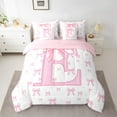 thumbnail image 2 of jejeloiu Chic Bowtie Ribbon 7-Piece Twin Bedding Sets,Pink Bow Knot Bedding Comforter Set,First Letter E Sheet Sets For Girls,Super Cozy Room Decor Reversible, 2 of 8