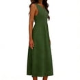 thumbnail image 5 of YuXingFu Cotton Dresses Casual Summer Maxi Crew Neck Plus Size Womens Dress Sleeveless Solid Color Slim Fit Long Casual Summer Green S, 5 of 5