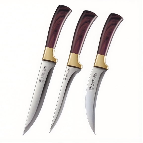 Plys Boning Knife Set 3-Piece Stainless Steel Rust Resistant Very Sharp for Meat Cutting
