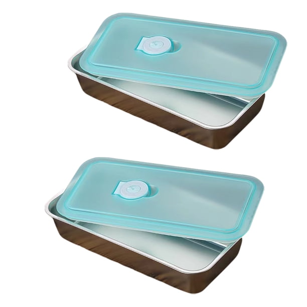 Matsuzay Fiambrera de acero inoxidable con doble compartimento para preparar refrigerios saludables. Mostrada Cuadrícula única