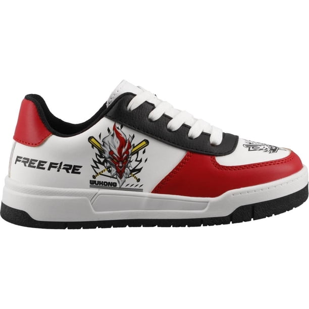 Tenis Niño Free Fire Urbano Casual Agujetas rojo 23.5
