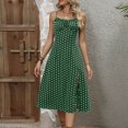 thumbnail image 2 of Femmes Été Robes Sans Manches Spaghetti Sangle Point Imprimé Midi Robe Fendue Ourlet Décontracté en Vrac Robe de Soleil, 2 of 9