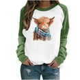 thumbnail image 2 of Fznquz Fall Winter Crew Neck Sweatshirts Women Green Cute Casual Sweatshirt Long Sleeve Funny Animal Print Tops, 2 of 4