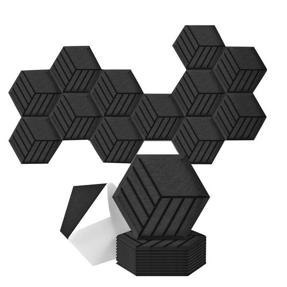 12 Pack Self Adhesive Acoustic Panels, 14 X 12 X 0.4Inch Soundproof Wall Panels, Sound Absorbing Panels, B