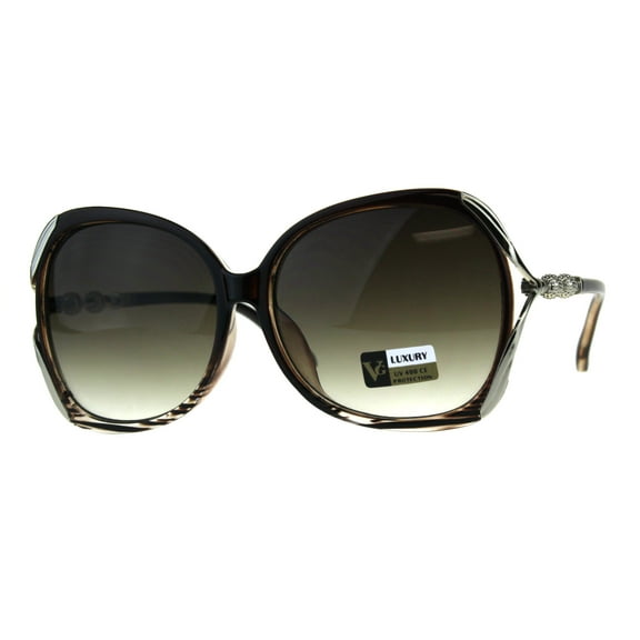 Womens Metal Jewel Luxury Designer Fashion Plastic Sunglasses Brown Smoke