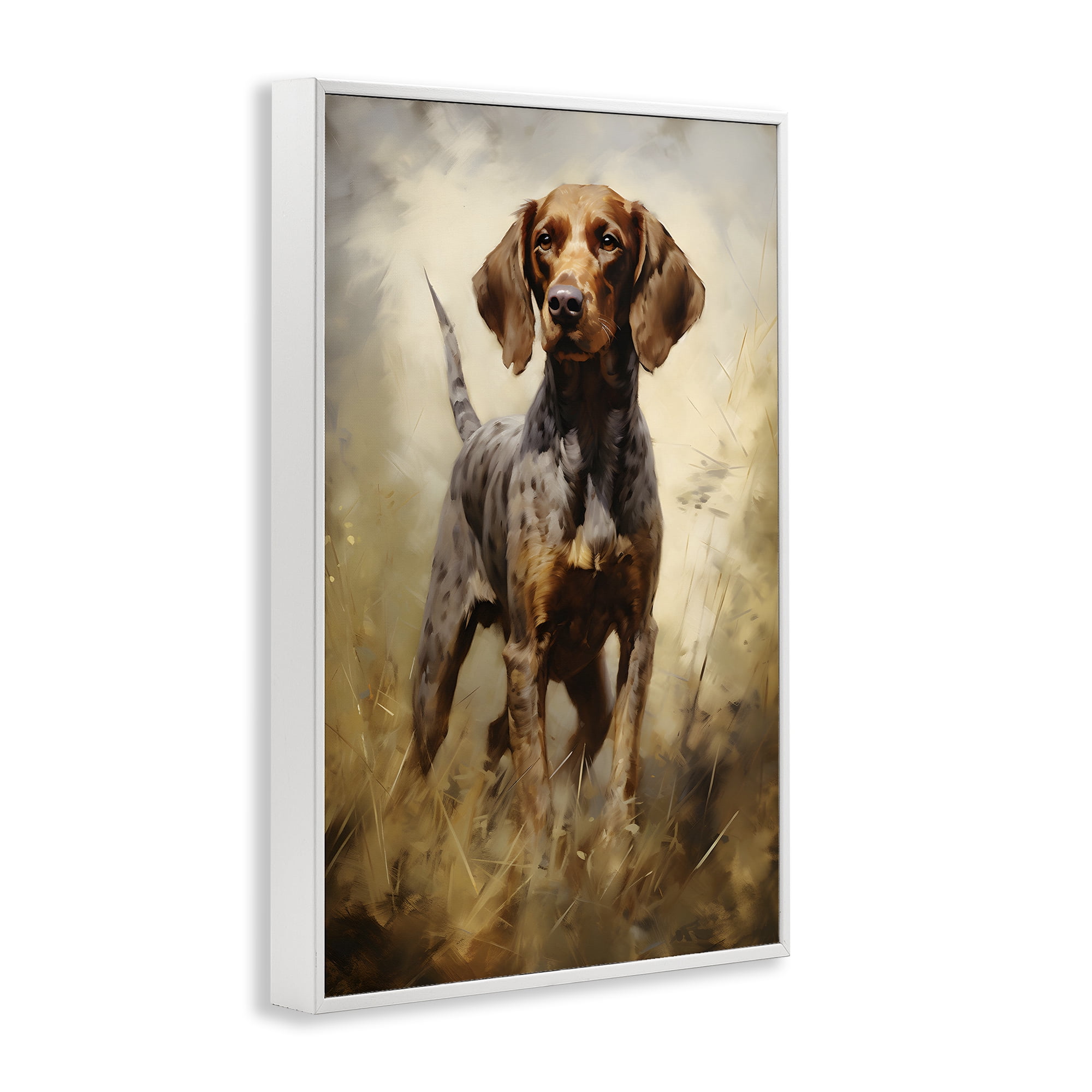 Stupell Industries Alert Hunting Dog Animals & Insects Painting White Framed Art Print Wall Art, 16 x 24