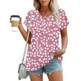 thumbnail image 2 of NSLGXD T Shirts for Women Summer V Neck Short Sleeve Tops Cute Graphic Tees Classic Elegant Tshirts S-3XL Pink Top, 2 of 6