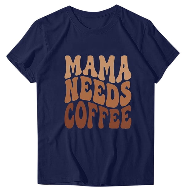 Camiseta de Cuello Redondo Impresa Del Día de la Madre para las Mujeres, Camiseta Casual de Manga Corta para la Primavera Y el Verano
