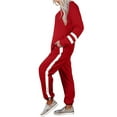 thumbnail image 4 of UKAP Women Long Sleeve 2Piece Workout Jogging Suit Casual Loose Sweat Suit Athletic Track Suit Loose Blouse Tops and Drawstring Trousers Pants Red XXL, 4 of 5