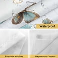 thumbnail image 4 of No Hook Shower Curtains with Snap-in Liner Set, Teal Tulip Butterfly Waterproof Hotel Style Bathroom Shower Curtain, Beige Turquoise Floral Blue Coastal Breathable Mesh Top Bath Curtains 48''x72'', 4 of 9