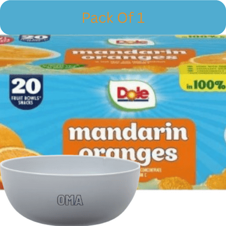 Dole Mandarins in Juice Fruit Cups, 4 oz., 20 ct. With White Bowl By OMA