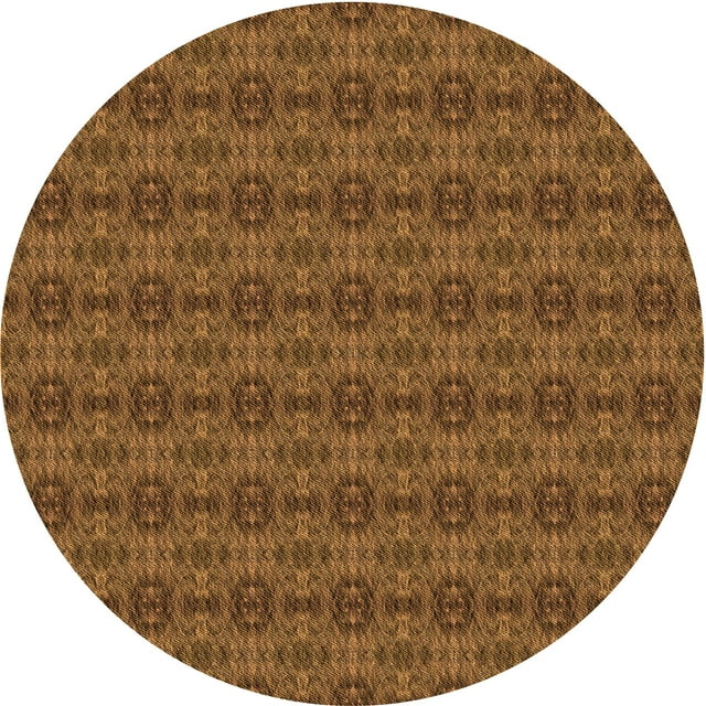 Ahgly Company Machine Washable Indoor Round Transitional Dark Bronze Brown Area Rugs, 4' Round
