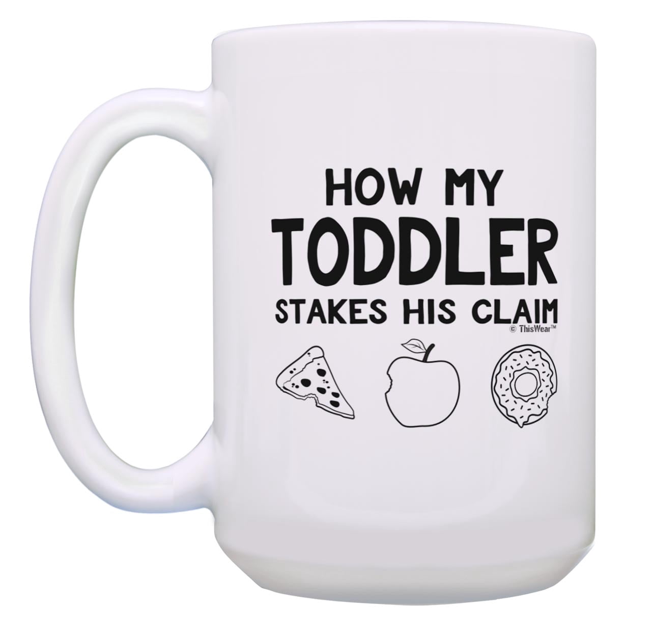 ThisWear New Parents Gifts Toddler Bitten Food 2 Pack Ceramic 15oz Coffee Mug Set White