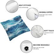 Ocean Themed Throw Pillow Covers Set, Square Watercolor Waves Printed Pattern Decorative Cushion Cover, for Sofa Couch Home Farmhouse Decor Cushion Case
