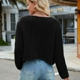 thumbnail image 3 of SWSMCLT Women's Cable Knit Cardigan Sweater Baggy Button Crew Neck Comfy 2025 Cardigan Sweaters Acrylic Black Medium, 3 of 5