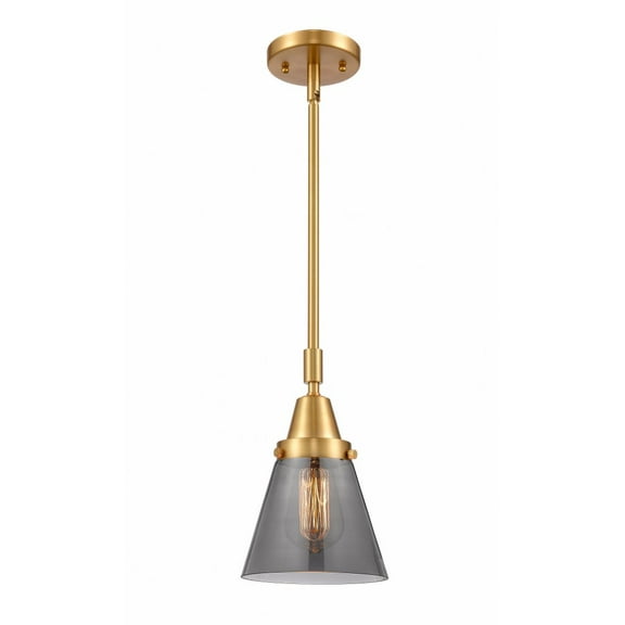 447-1S-SG-G63-Innovations Lighting-Cone - 1 Light Stem Hung Mini Pendant In Industrial Style-9.13 Inches Tall and 6 Inches Wide-Satin Gold