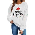 thumbnail image 3 of NSLGXD Womens Graphic Sweatshirt Crewneck Long Sleeve Pullover Merry Christmas Santa Hat Print Casual Holiday Top XS-2XL, 3 of 8