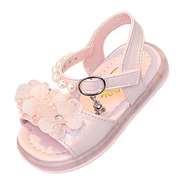 Children's Place Sandals Girls Fashionable Flat and Soft-Soled with Open Toes and Lights for Girls in Chinese and Large Sizes Flat Sandals with Ankle Straps