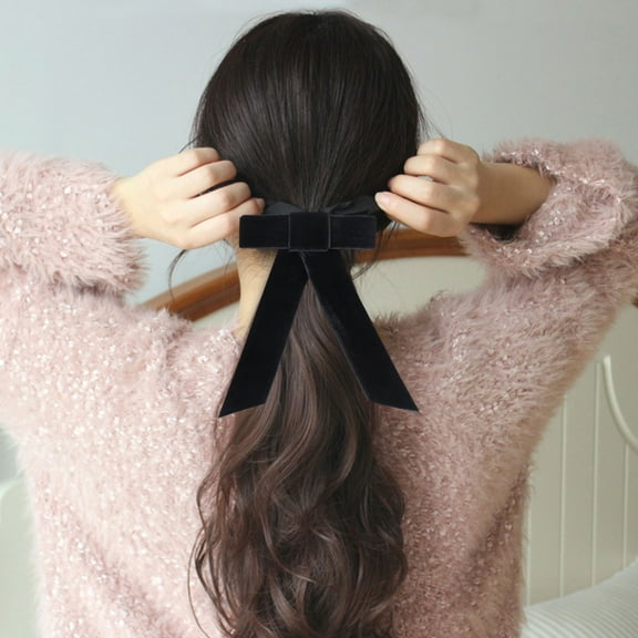 WHAMVOX  Big Bow Barrettes Hair Bows for Girls Thick Ribbons Women's Miss Black
