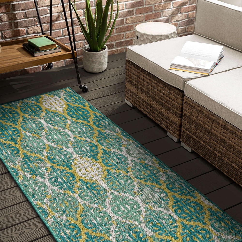 Mohawk Home Ronda Outdoor Area Rug, Teal, 2' 6" x 6'
