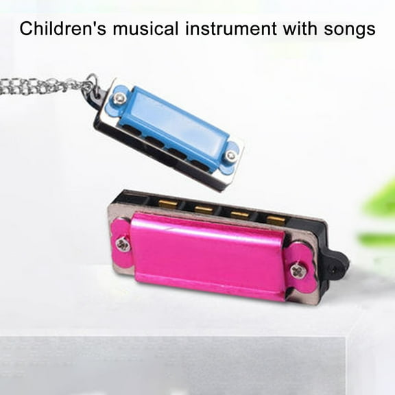 8 Tone 4 Holes Mini Harmonic Pendant Metal Musical Instrument Toys Harmonica Pendant for Gift