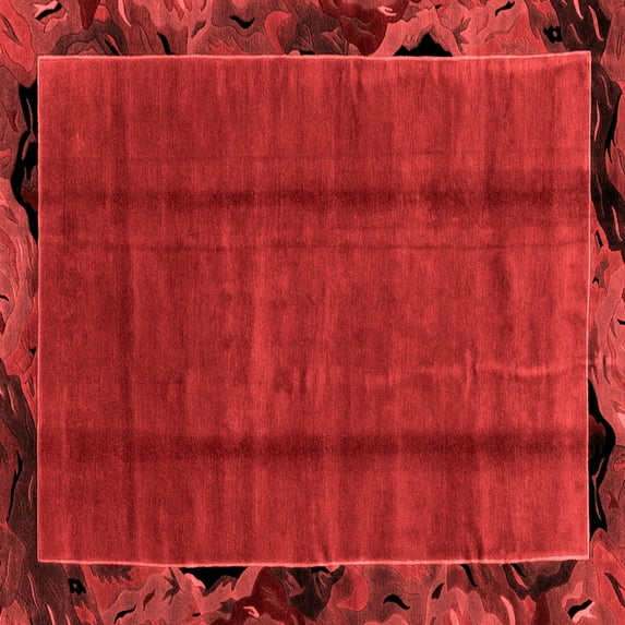 Ahgly Company Indoor Square Abstract Red Modern Area Rugs, 4' Square