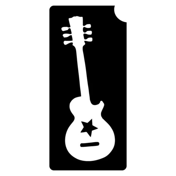 Art Factory Glitter Tattoo Stencil - Guitar (5/pack), Temporary Tattoo Template for Kids Adults, Face Paint Stencil Body Art Stencil, Stencil for Face Painting, Party, Festival,2'' x 4.2''
