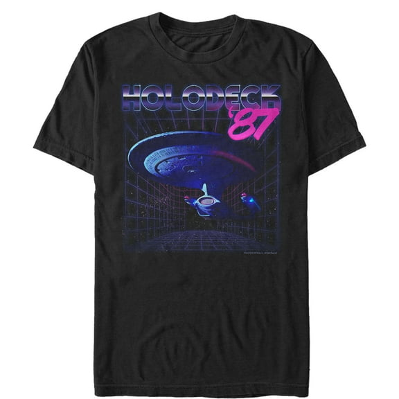 Men's Star Trek: The Next Generation Enterprise Retro Holodeck '87  Graphic Tee Black 2X Large