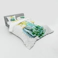thumbnail image 3 of Cactus Duvet Cover Set, Vector Image Watercolored Cacti Spikes and Alluring Flowers Print, Bedding Set with Shams and Fitted Sheet, 3 Sizes, by Ambesonne, 3 of 3