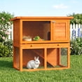 thumbnail image 2 of PawHut Wooden Rabbit Hutch Small Animal House Cage 2-Level w/ Run Backyard, 2 of 10