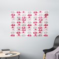 thumbnail image 1 of Nursery Tapestry, Vibrant Colored Abstract Elephants Polka Dots Chevron Motifs, Wall Hanging for Bedroom Living Room Dorm Decor, 60W X 40L Inches, Dark Coral Pale Pink Pale Grey, by Ambesonne, 1 of 2