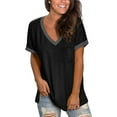 thumbnail image 5 of Clearance under $5 JINMGG Womens Tops Clearacne Women's Fashion Patchwork Short Sleeve Tops V Neck Casual Packets Shirts Loose Blouse, 5 of 9
